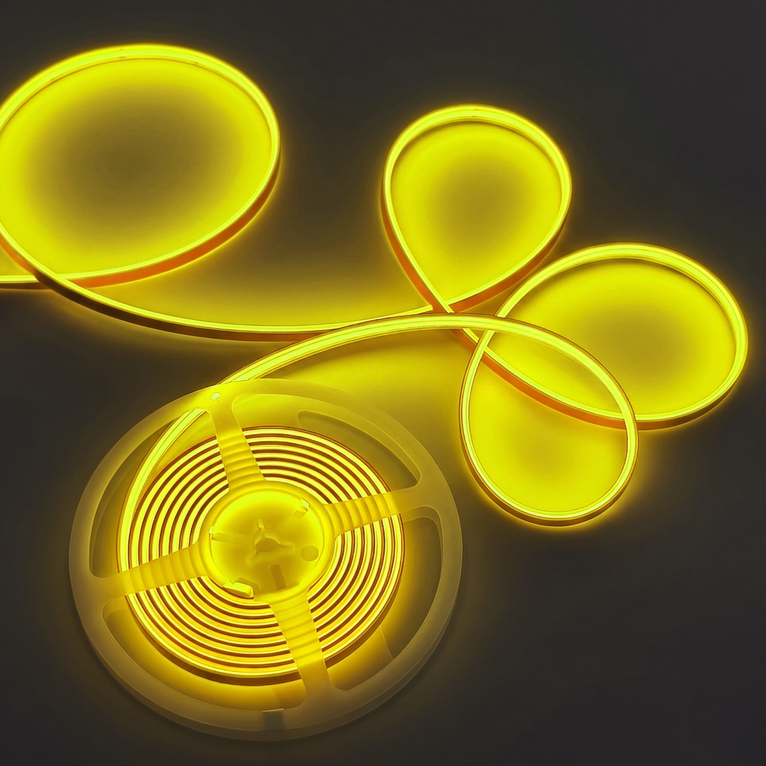 Tira LED COB 24V 11W/m Amarillo 550lm/m, 8mm, IP68, 5m
