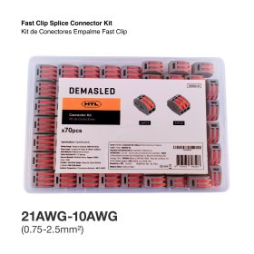 Kit de Conectores Empalme Fast Clip 2 y 3 Polos x70 piezas