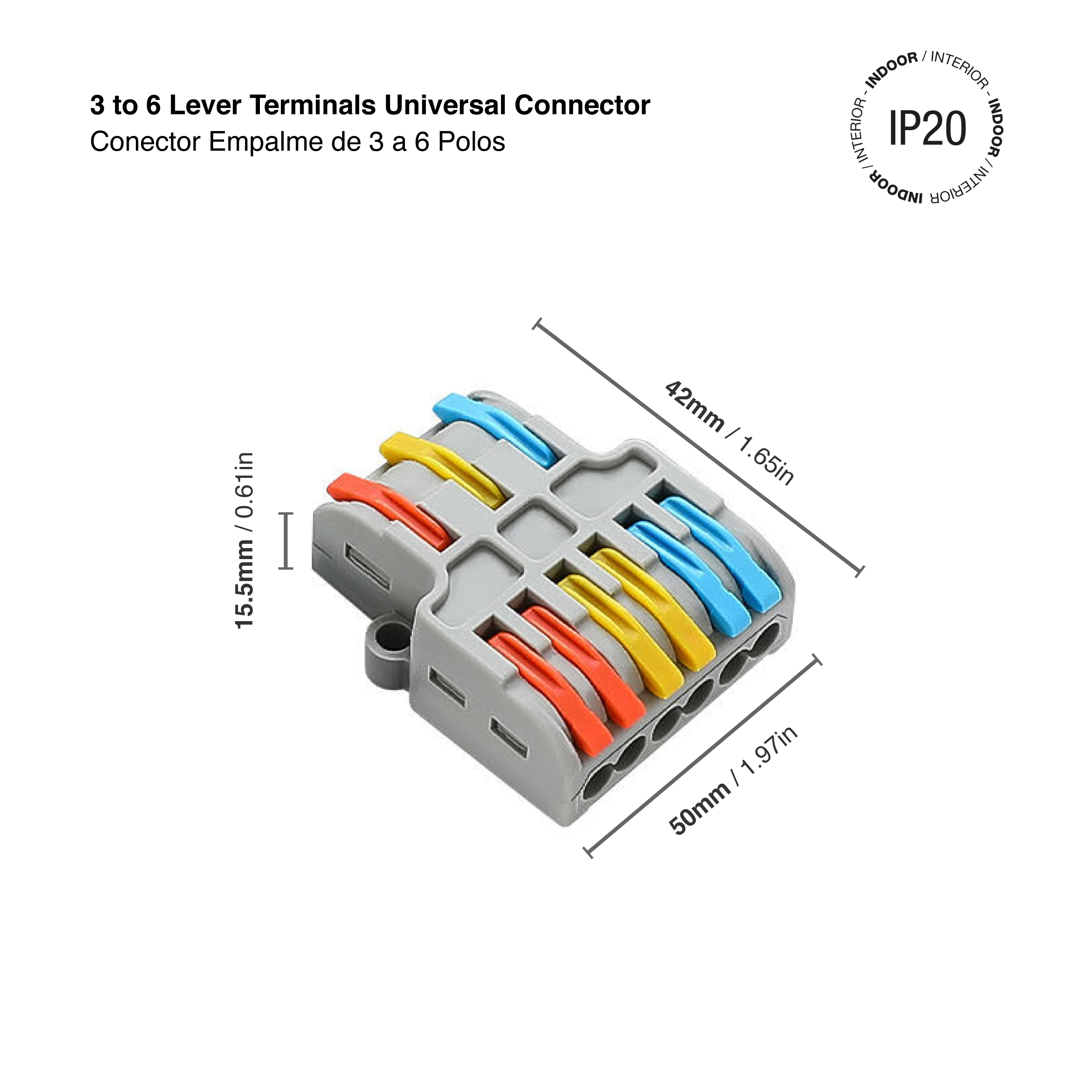 Conector Empalme Fast Clip, 3 a 6 Polos
