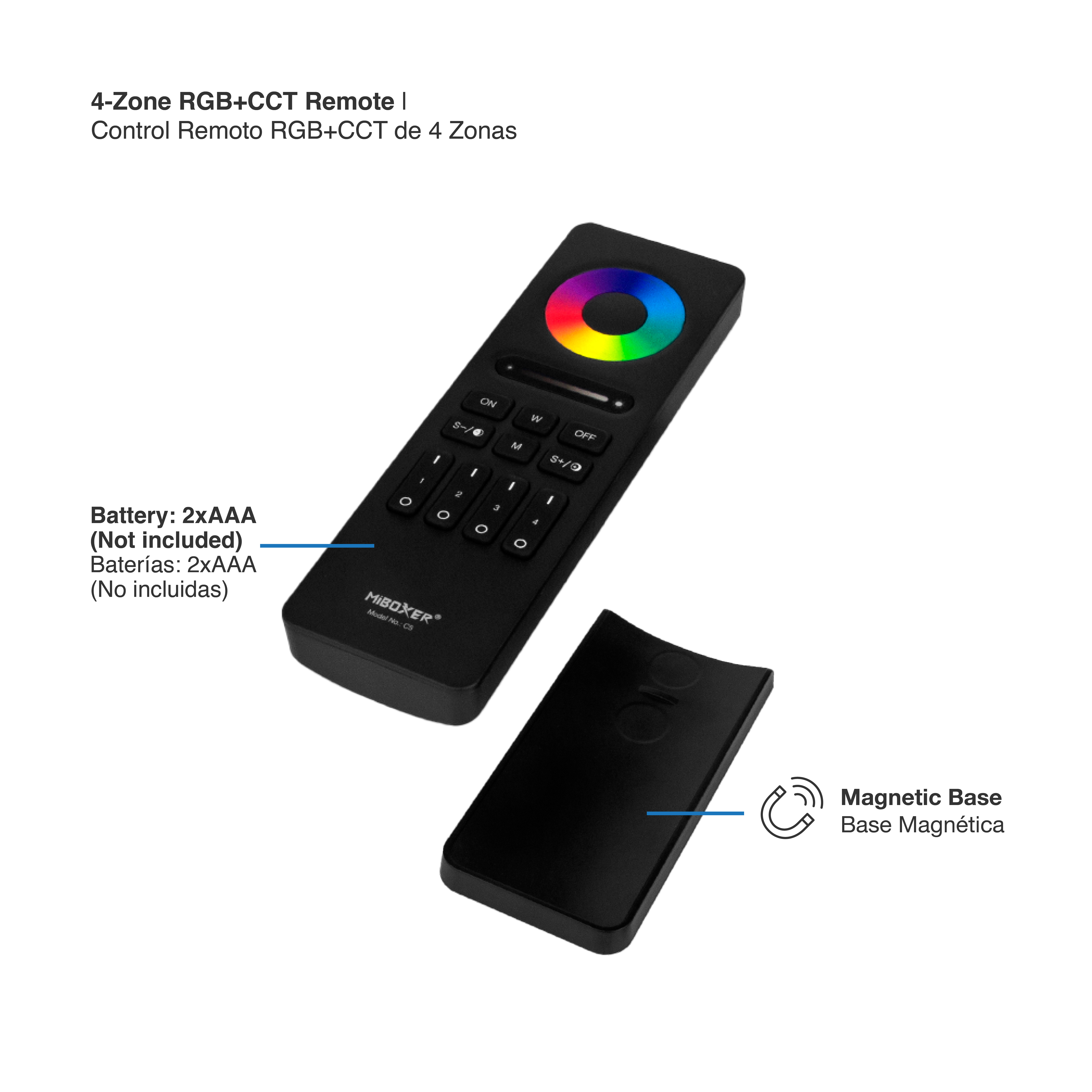 Control Remoto RGB+CCT de 4 Zonas 2.4GHz