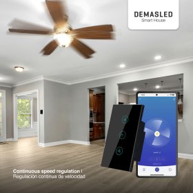Tecla Smart WiFi Switch de Ventilador Negro