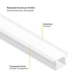 Perfil de Aluminio de Embutir 15x17mm Blanco, Cover Opal Blanco x1m