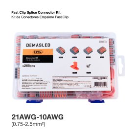 Kit de Conectores Empalme Fast Clip Tipo Wago 2, 3, 4 y 5 Polos.  x125 piezas