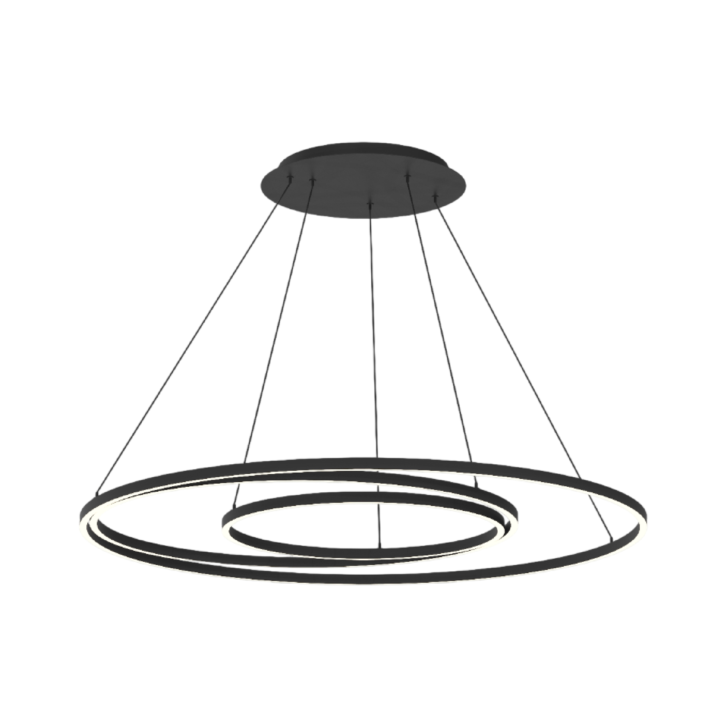 Lámpara LED Suspendida Negro Ø80cm, 62W, Blanco Cálido 3000K, 3720lm