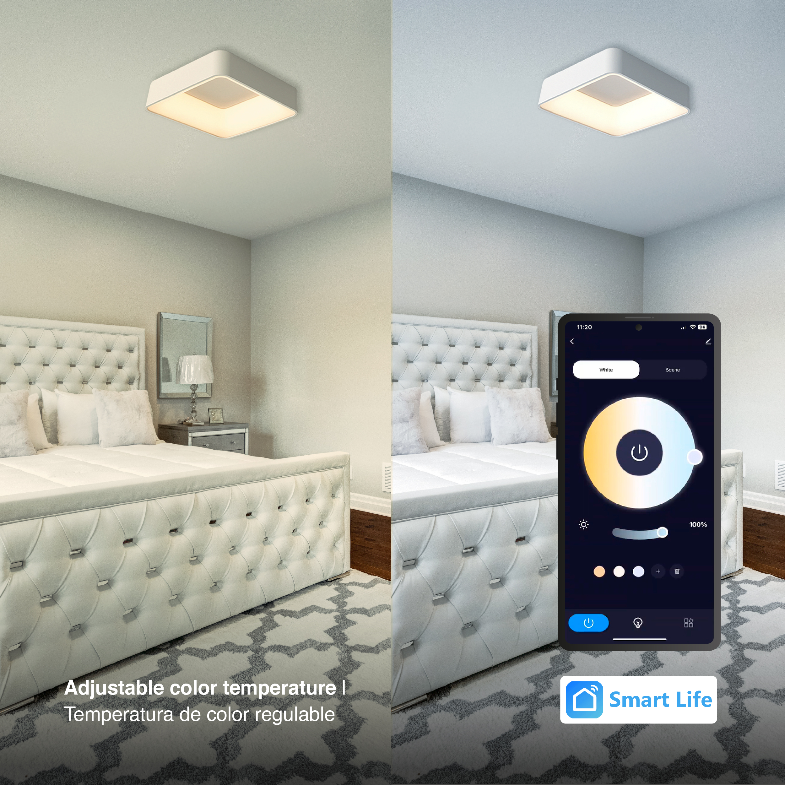 Panel LED Smart Cuadrado Blanco 50x50x9cm 48W 210mA CCT, de Aplicar