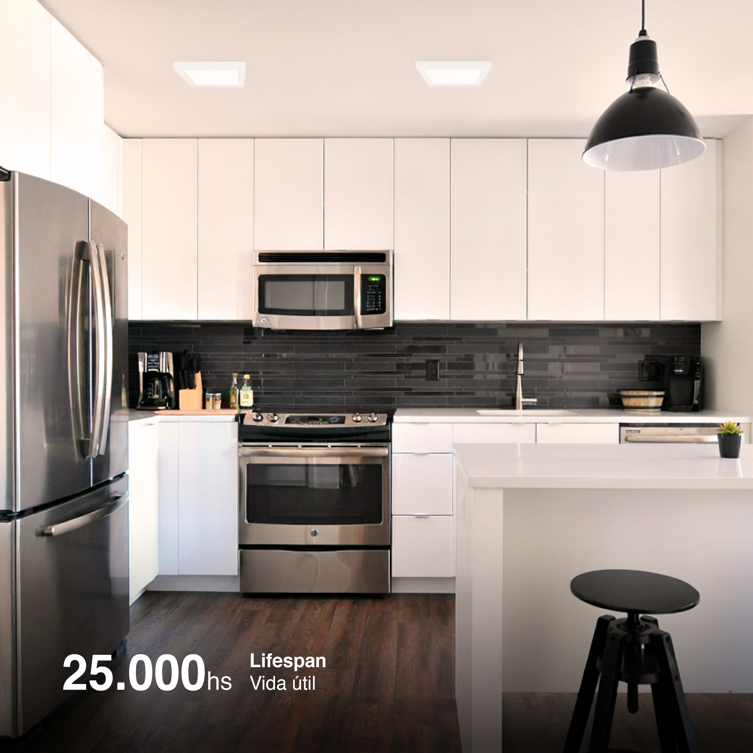 Plafón LED cuadrado blanco de 21,3x21,3cm, 18W 1440lm Cálido, aplicar