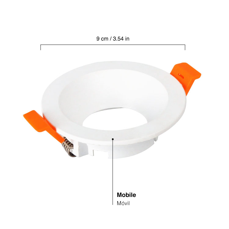 Spot Plástico Fijo Blanco 9cm Corte 7.5cm para Lámpara GU10