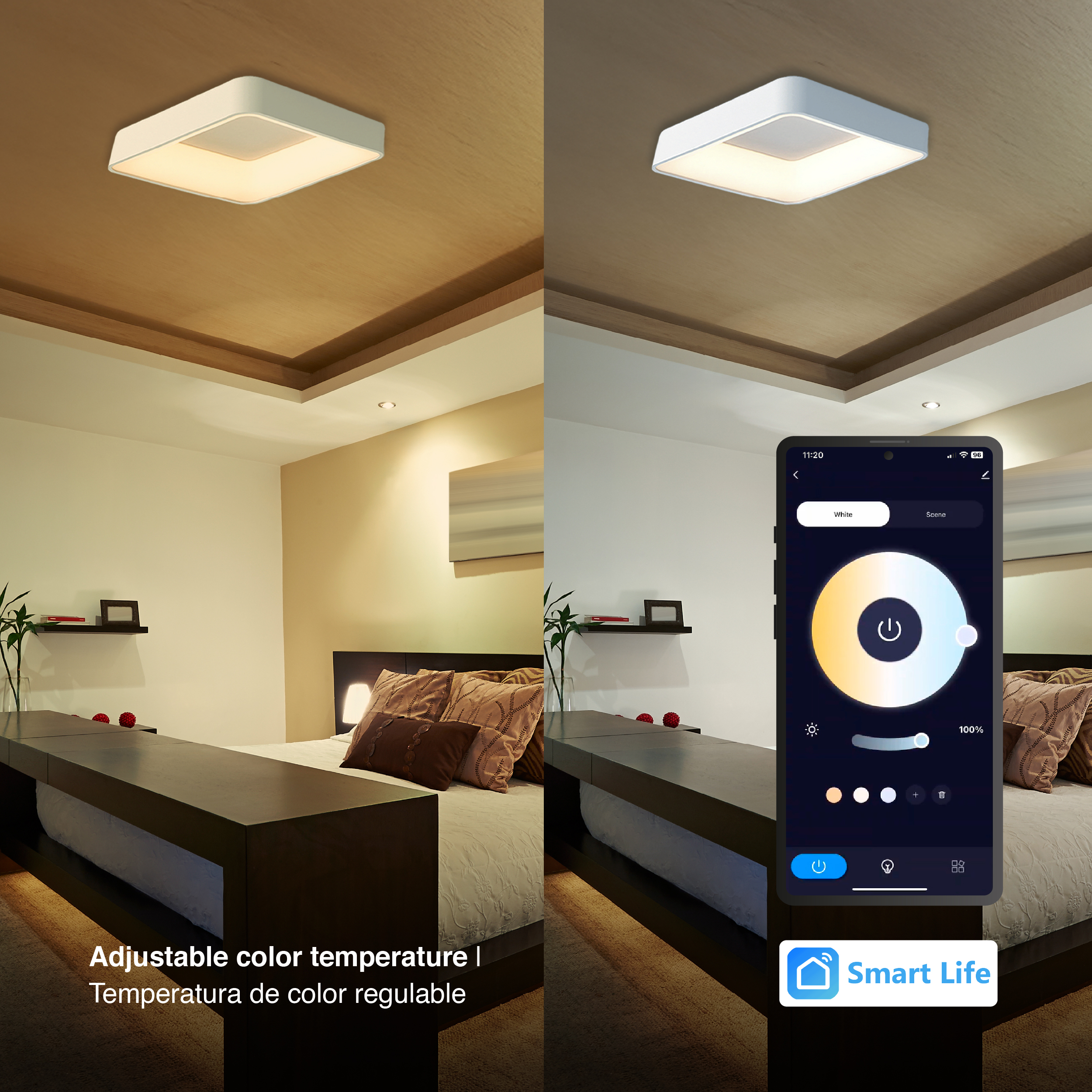 Panel LED Smart Cuadrado Blanco 60x60x9cm 60W 270mA CCT, de Aplicar