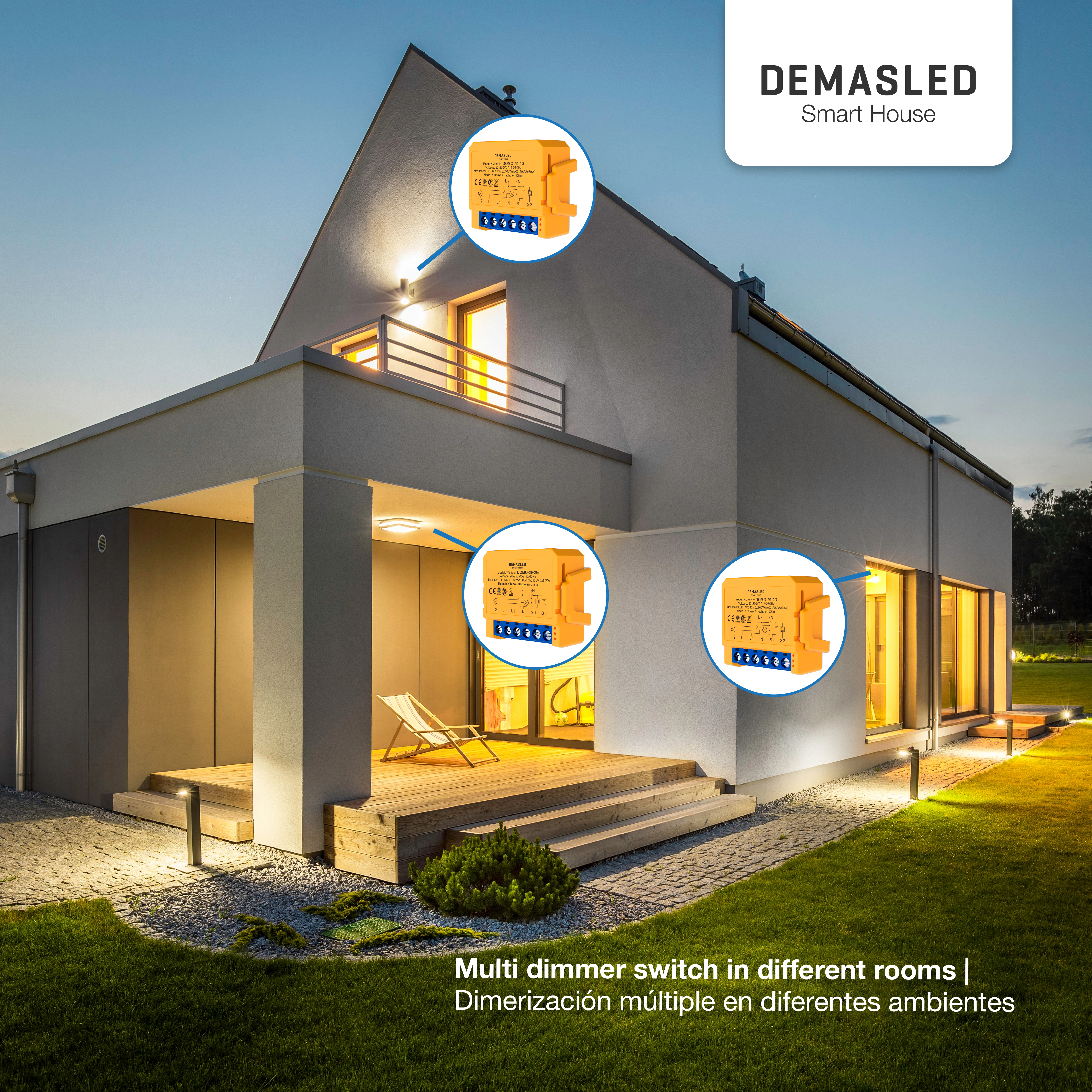 Dimmer Switch WiFi 2 Salidas AC100-240V IP20