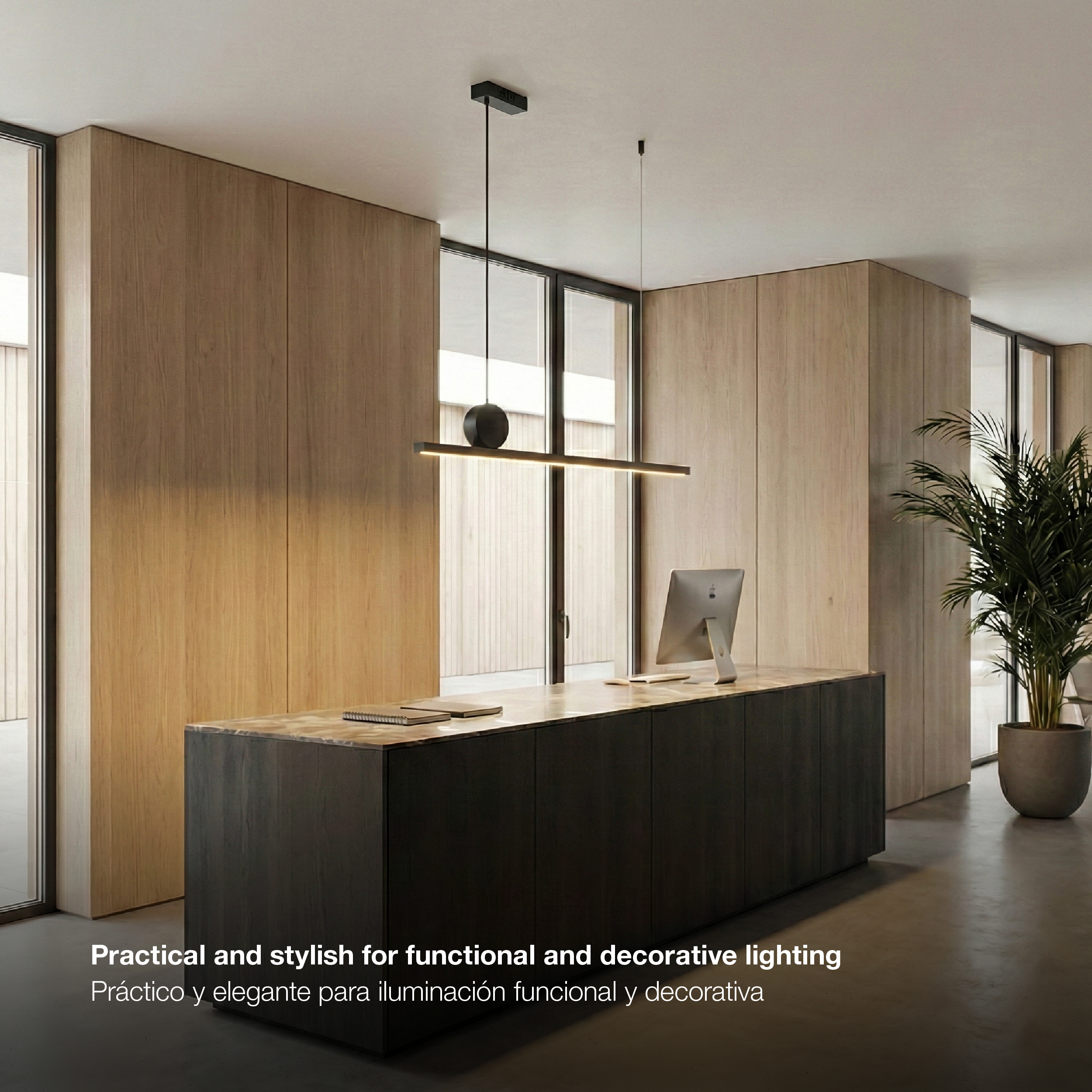 Lámpara LED Suspendida Negro 1180x45mm 40W Blanco Cálido 3000K, 2448lm