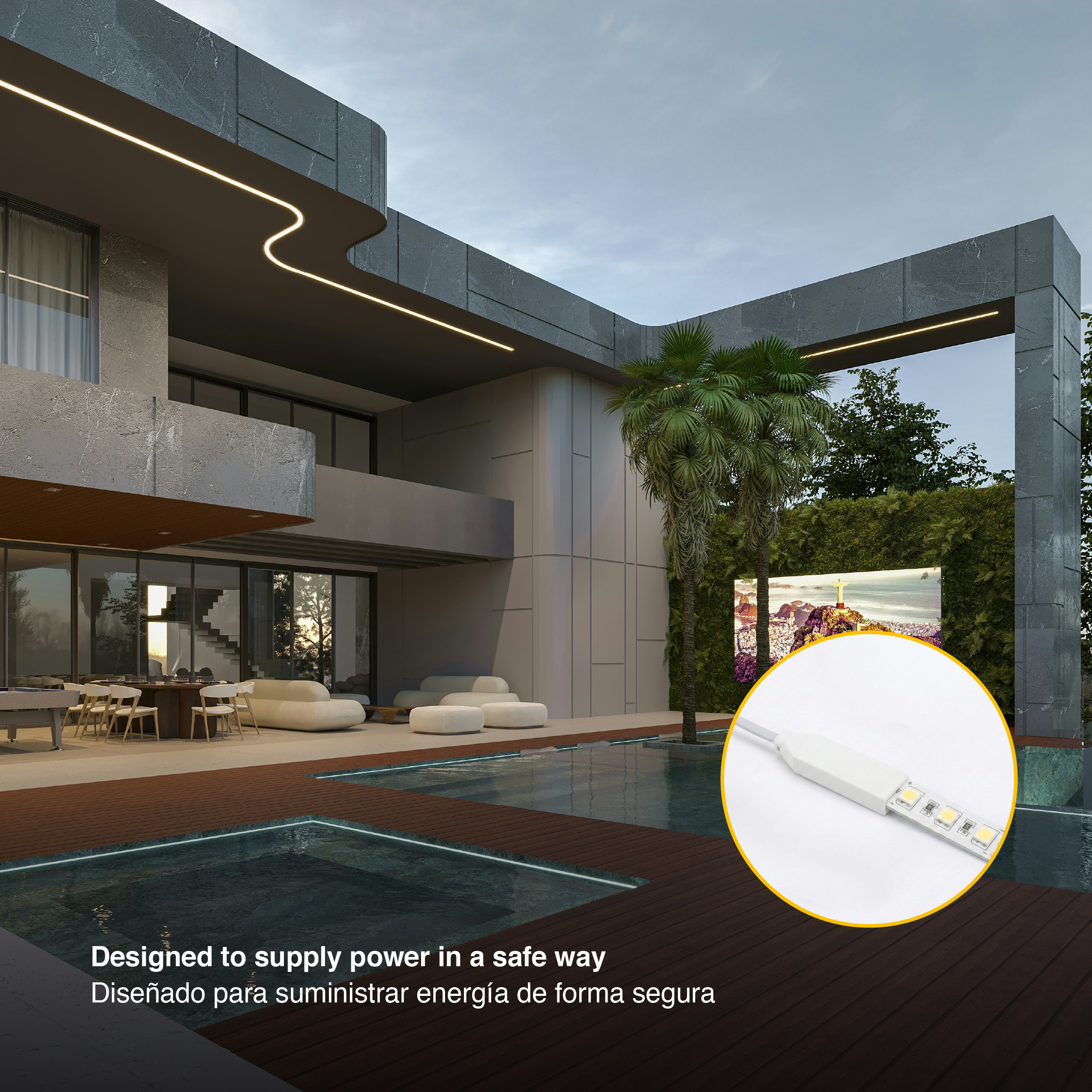 Cable Alimentador para tira LED, Plug ARG, compatible con TSMD-34