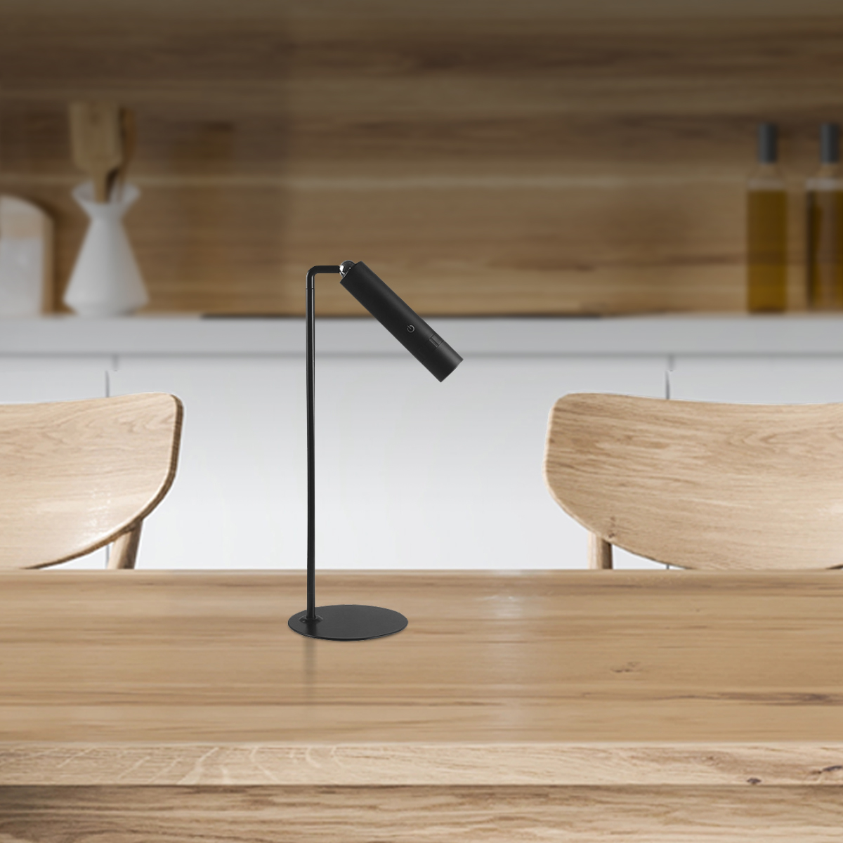 Lámpara Velador Magnético Negro 3W Blanco Cálido 3000K Batería Recargable 1200mAh