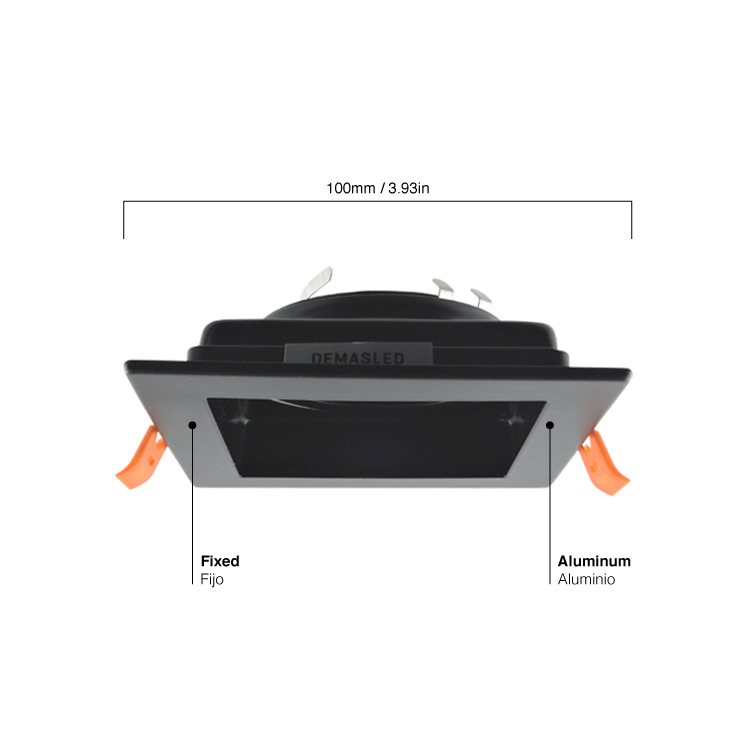 Spot Móvil Negro Metálico 10x10cm Corte 9x9cm para Lámpara GU10