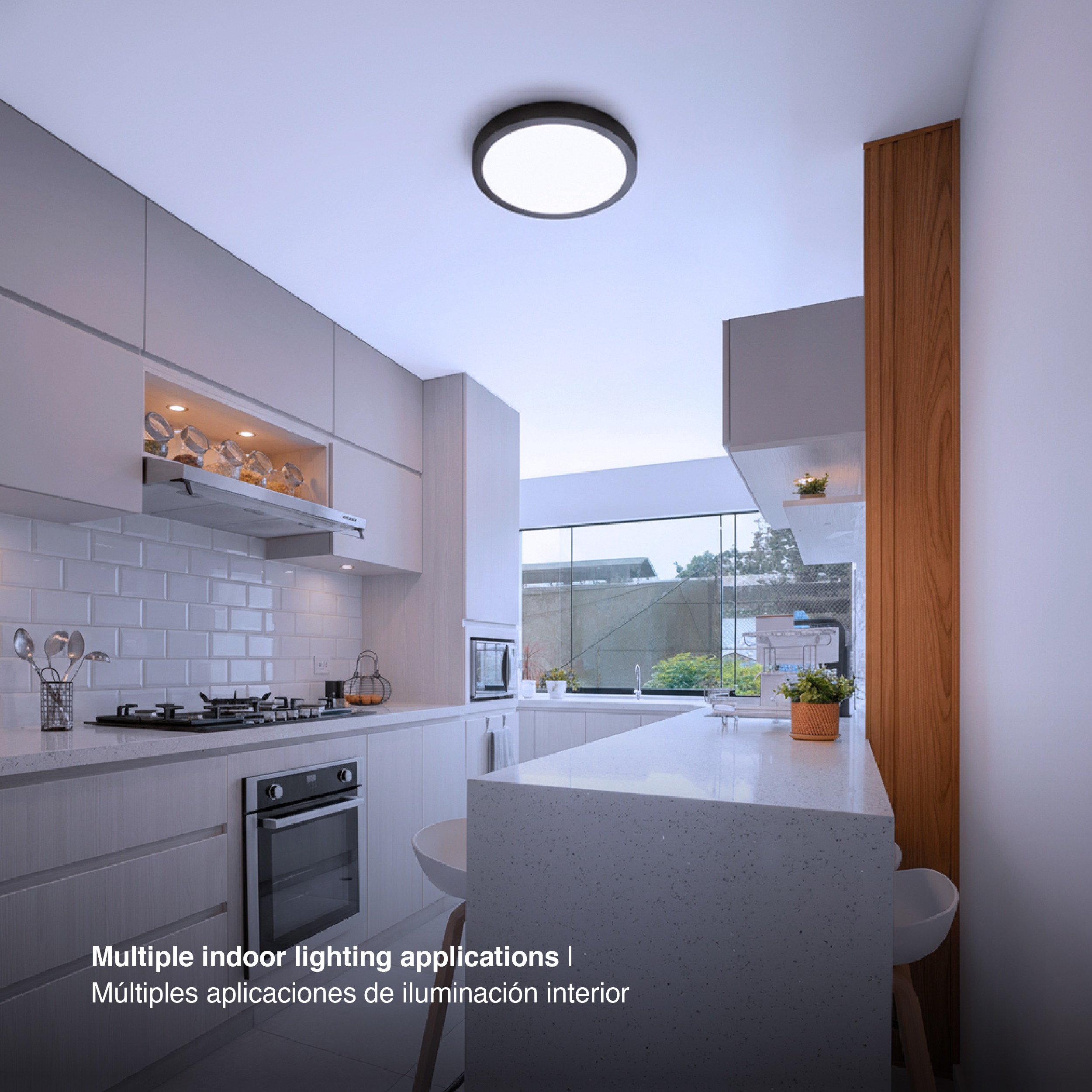 Panel Negro BACKLIGHT LED Redondo 60cm, 40W, blanco Frío, Aplicar