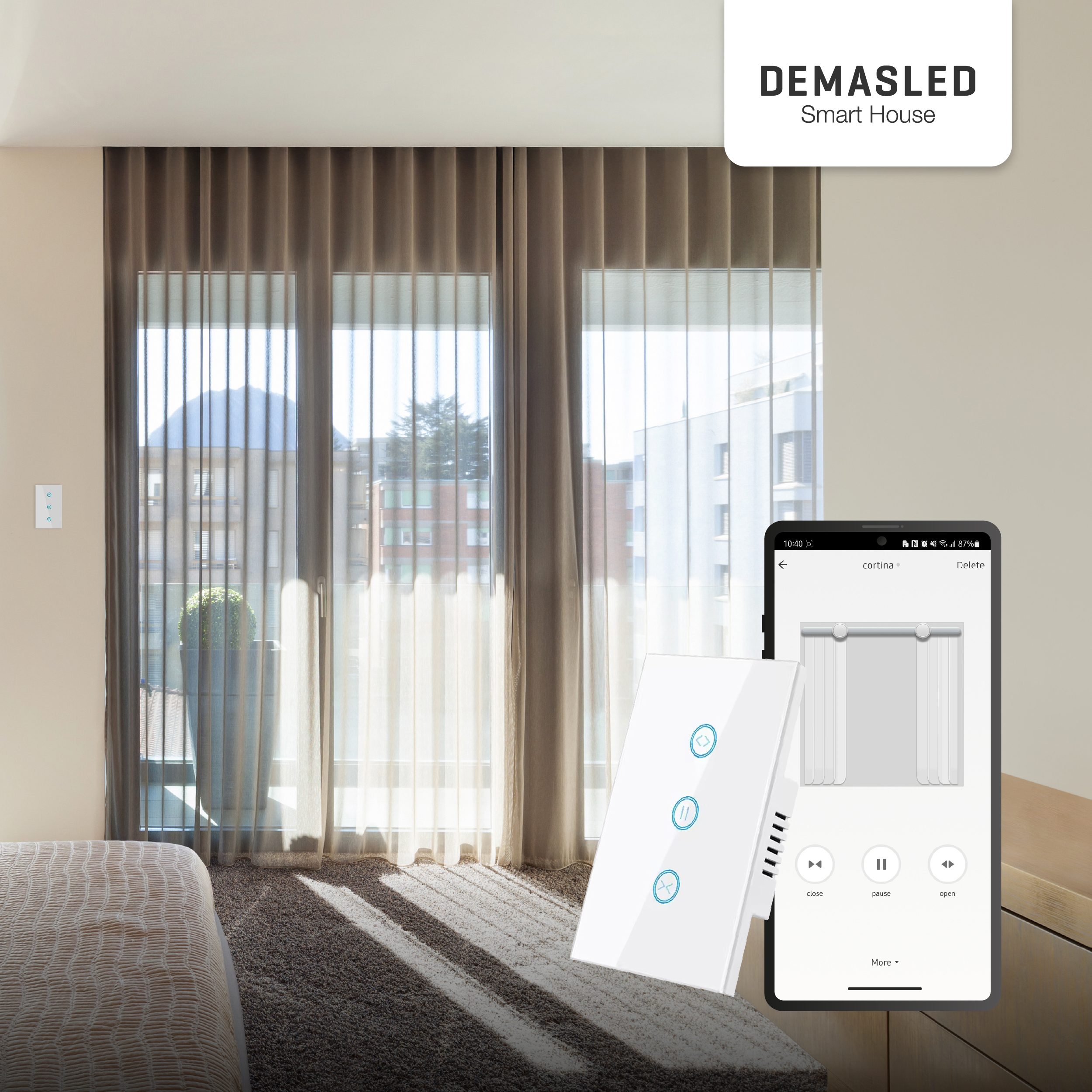 Tecla Smart WiFi Switch de Cortina Blanco