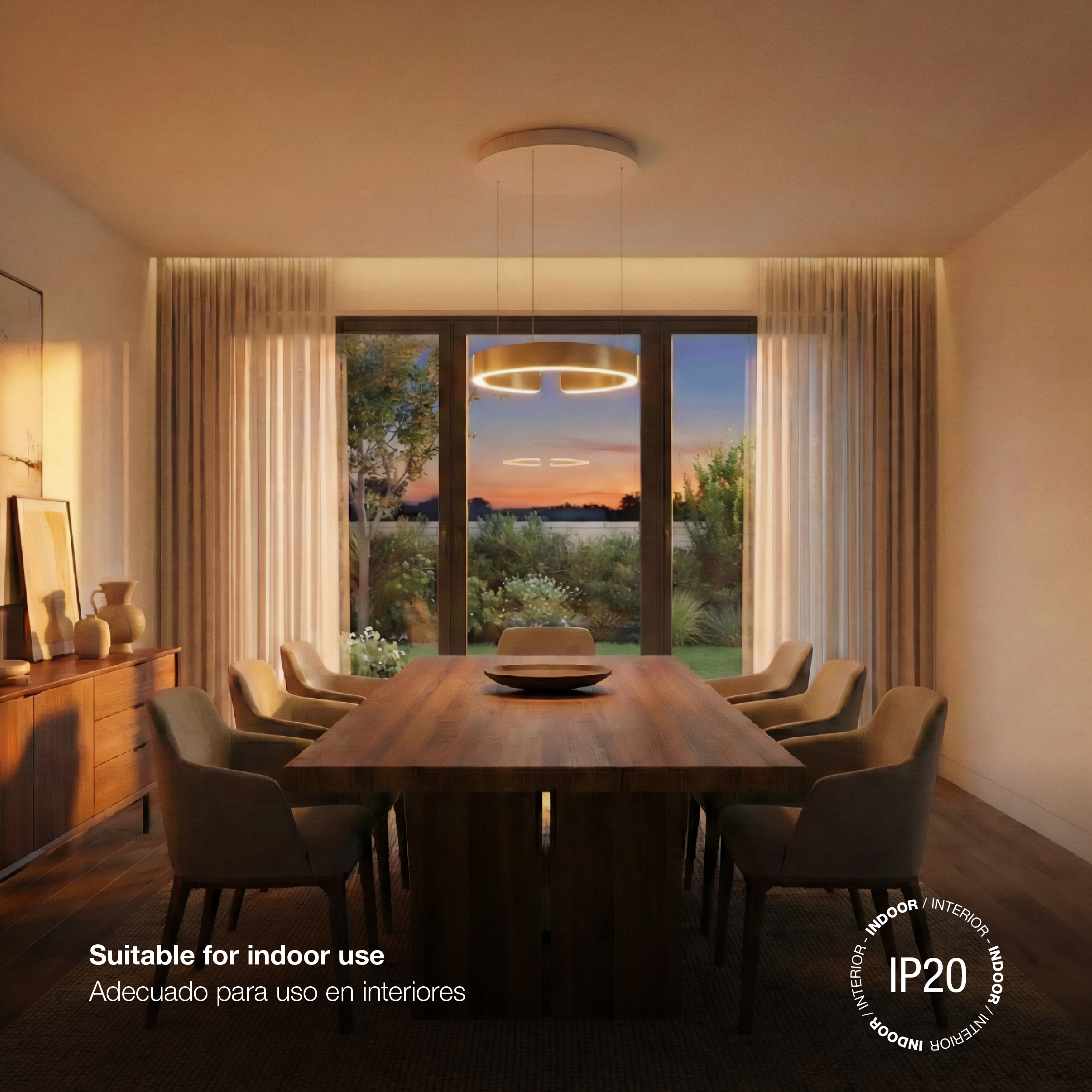 Lámpara LED Suspendida Oro Rosa, Ø40x52cm, 28W CCT Variable 3000-6500K