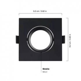 Spot Plástico Móvil Negro 9.2x9.2cm Corte 7.5cm para Dicroica GU10