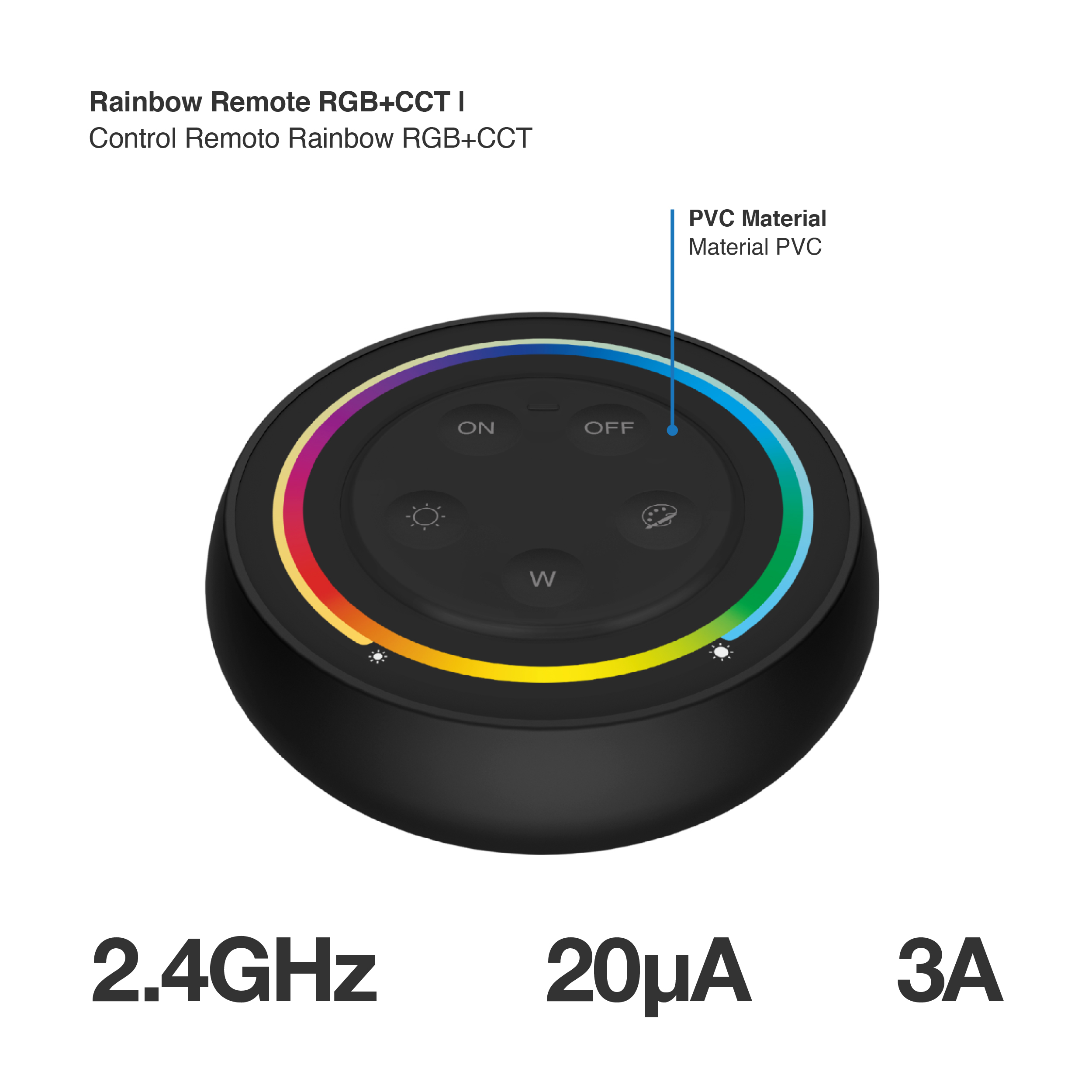 Control Remoto Rainbow RGB+CCT ∅70mm 2.4Ghz 