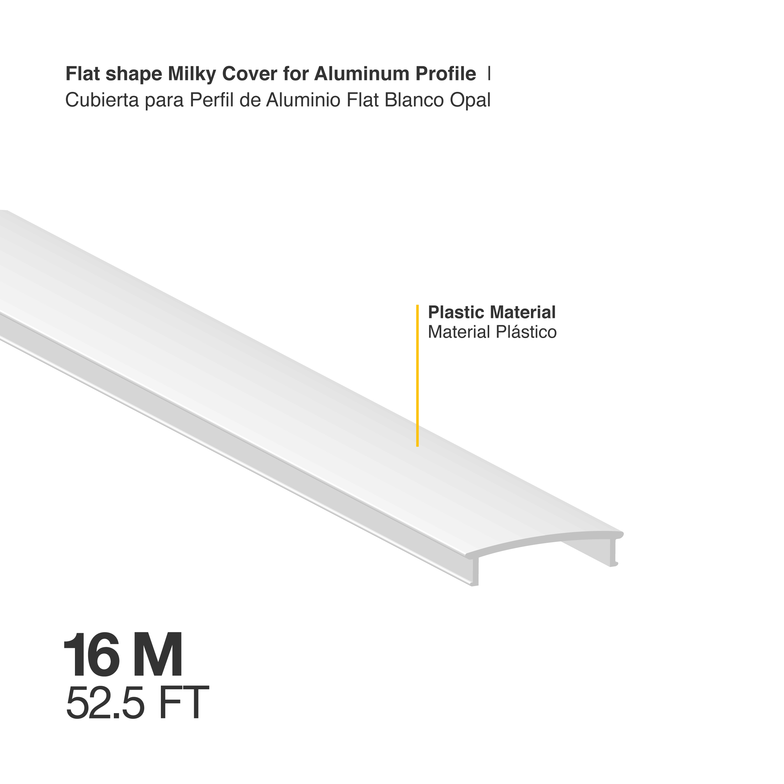 Cubierta para Perfil de Aluminio 88x18,5mm FLAT Blanco Opal, 16m