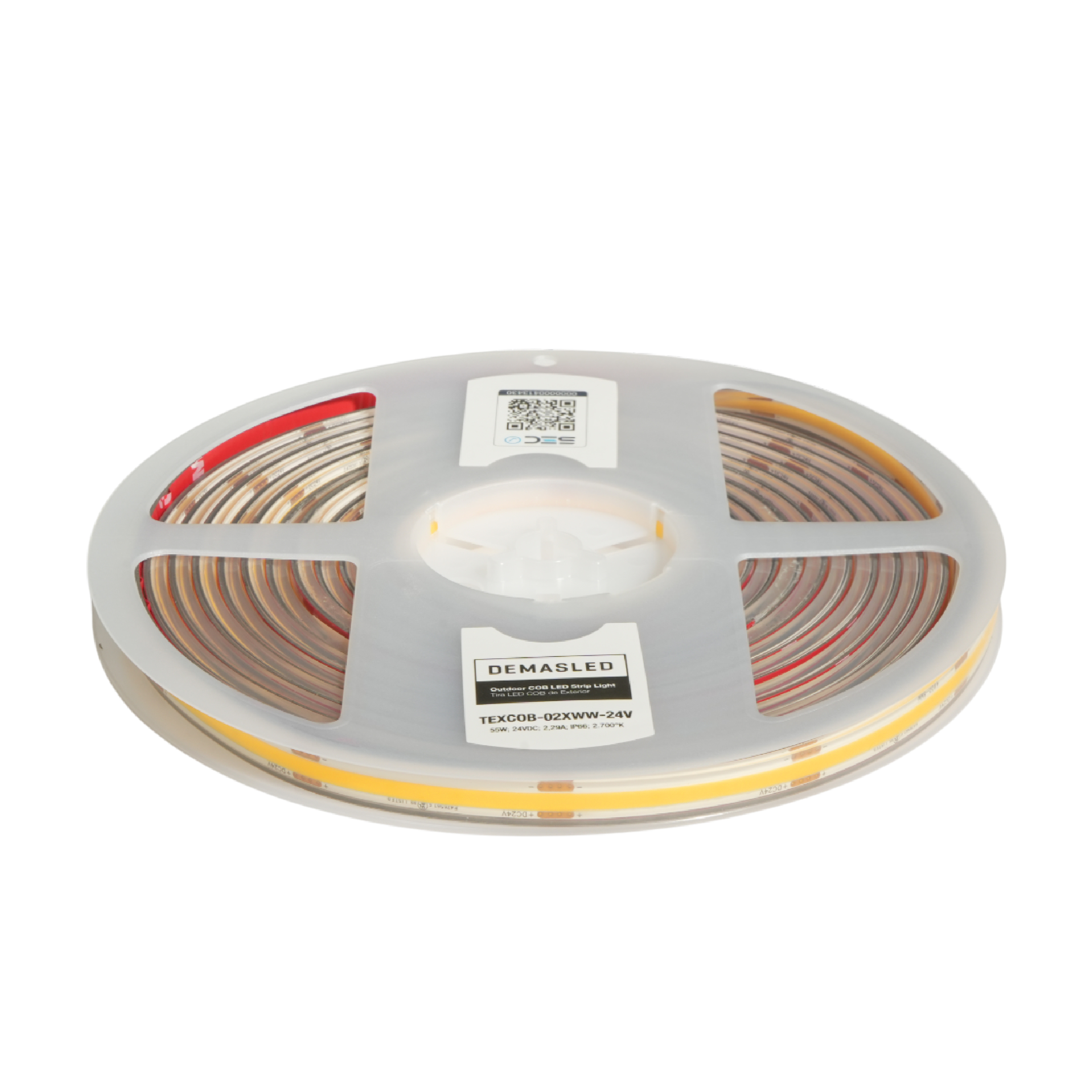 Tira LED COB 24V 11W/m Blanco Cálido 891lm/m 480 LEDs/m 11mm IP68, 5m
