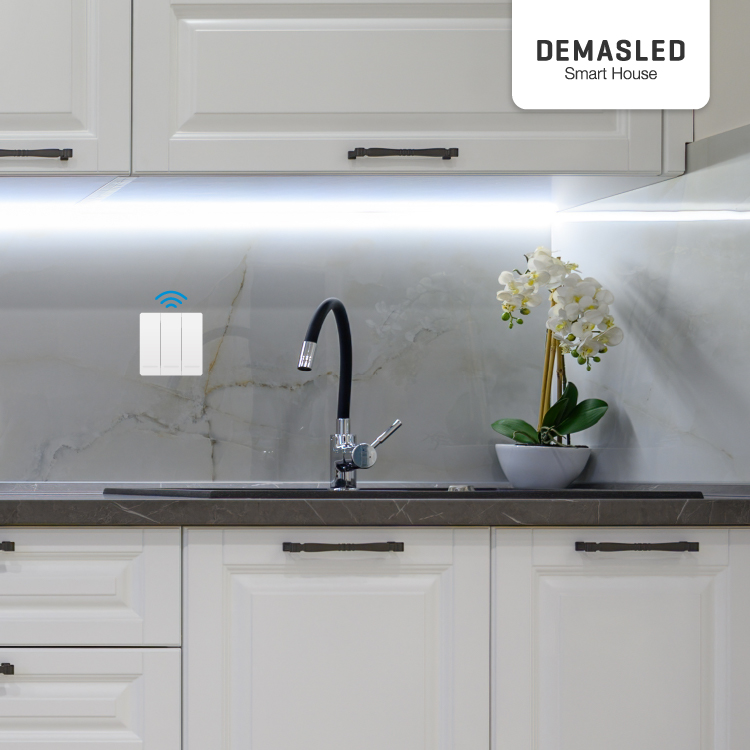 Tecla inalámbrica  RF, 3 Efectos Smart House, Blanco