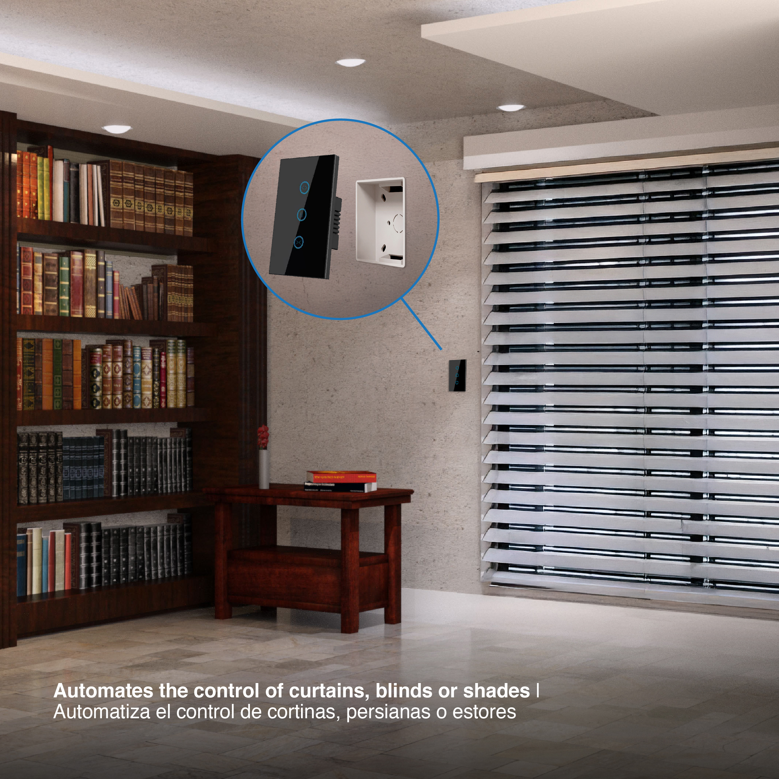 Tecla Smart WiFi Switch de Cortina Negro