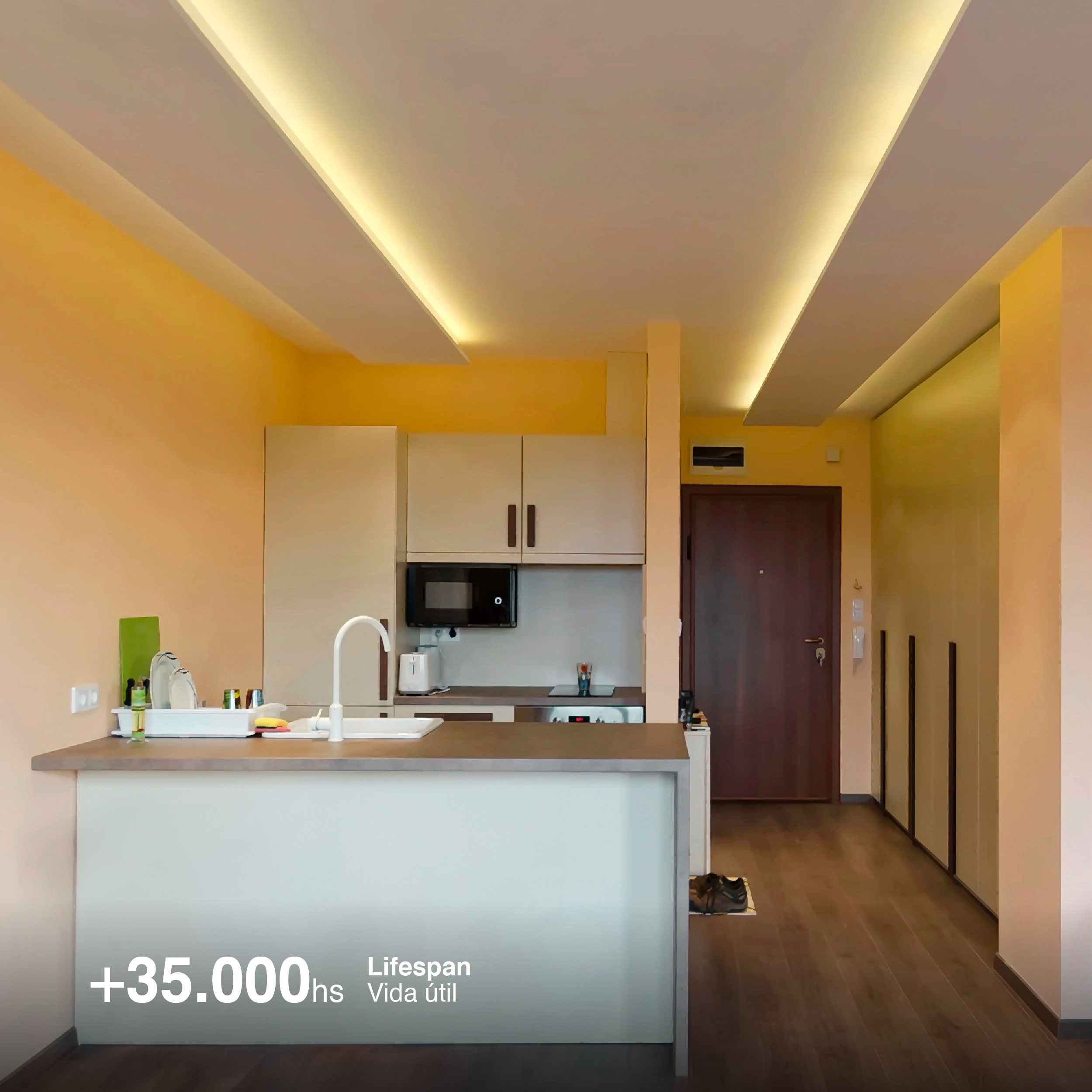 Tira LED COB 24V 11W/m, Blanco Cálido 1000lm/m 480LEDs/m, 8mm, x40cm