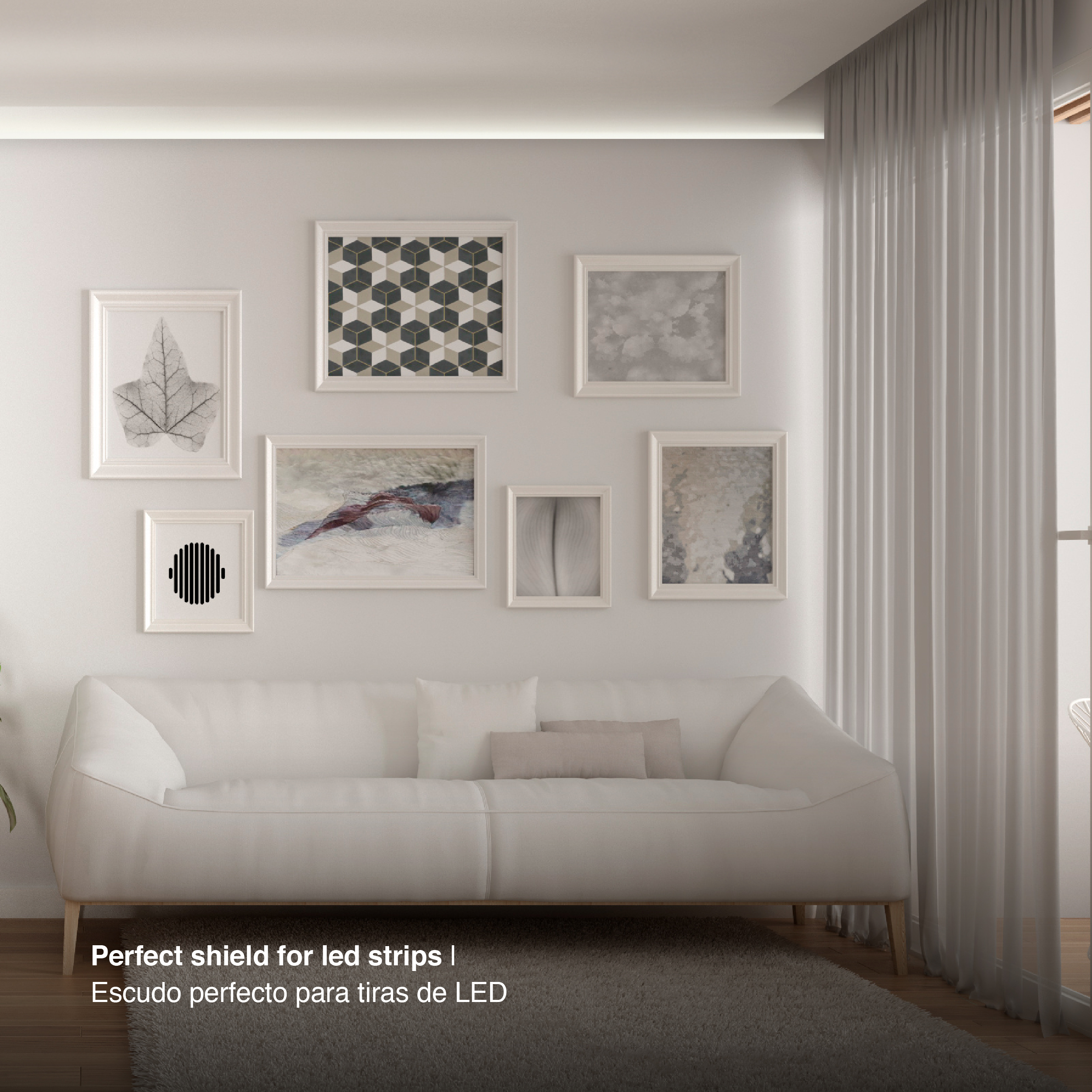 Perfil de Aluminio Difusor 96,5x25mm Blanco, Sin Cover x1m