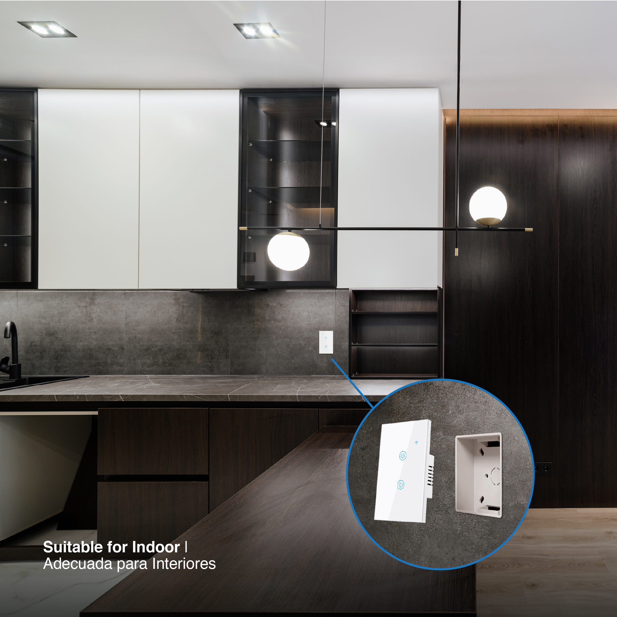 Tecla Smart de Pared Táctil 2 Canales 600W Blanco