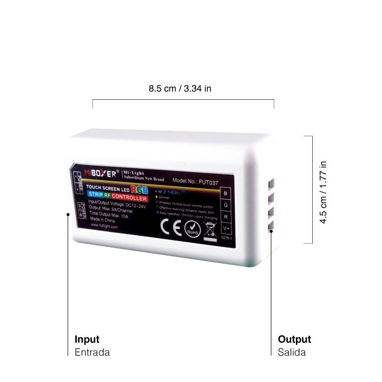 Controlador RGB, 12-24V 18A, 2.4GHz, compatible: con-63
