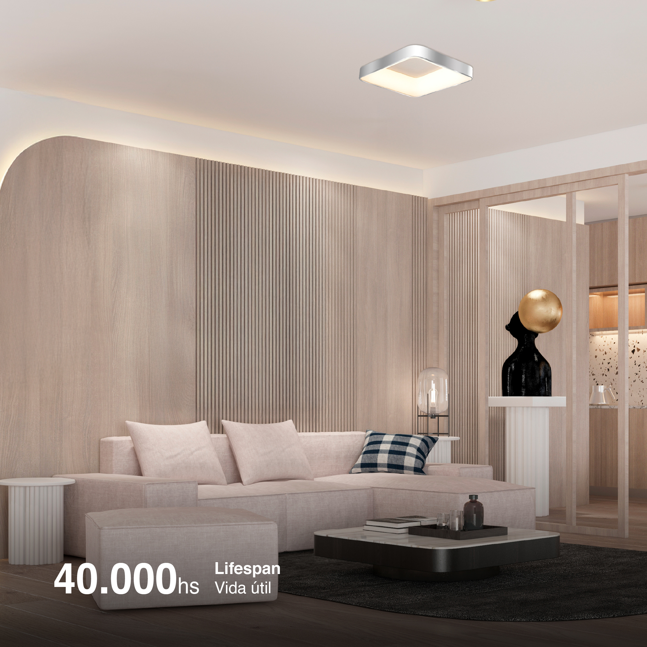 Panel LED Smart Cuadrado Níquel 40x40x9cm 32W 140mA CCT, de Aplicar