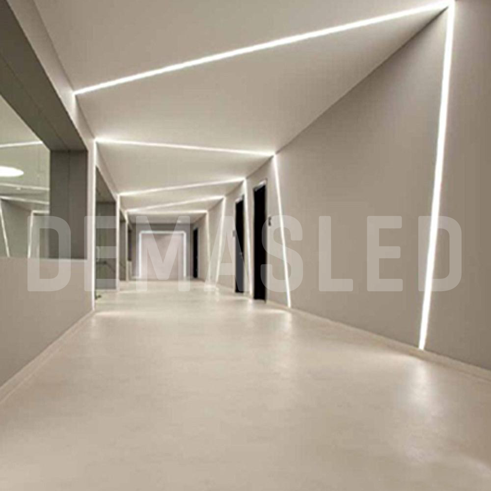 Perfil de Aluminio Linear de Embutir 76x49mm Anodizado, Cover Opal Blanco x2m