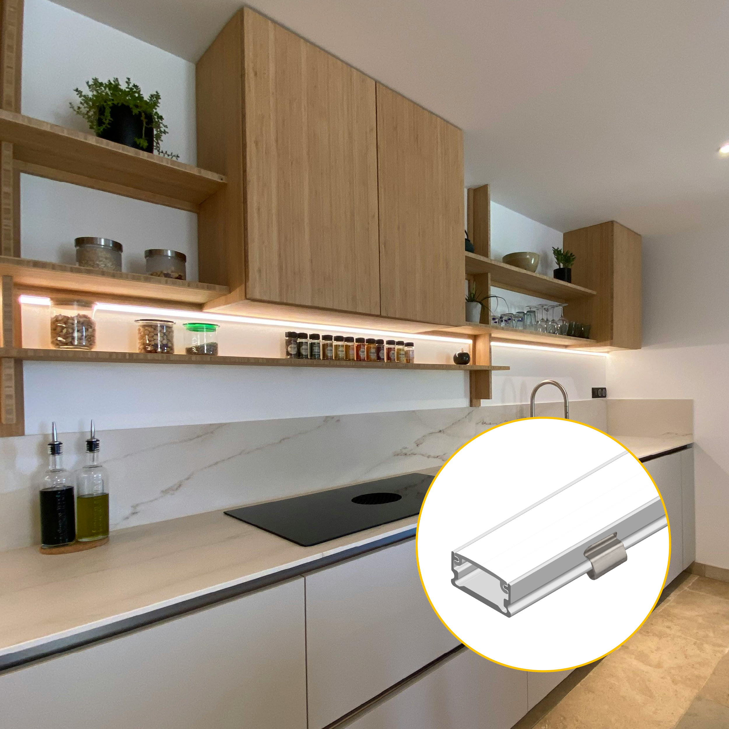 Kit de 2 Tapas y 2 Clips para Perfil de Aluminio , PER-60