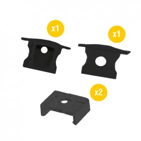Kit de 2 tapas y 2 clips para perfil de aluminio, PER-12-2M