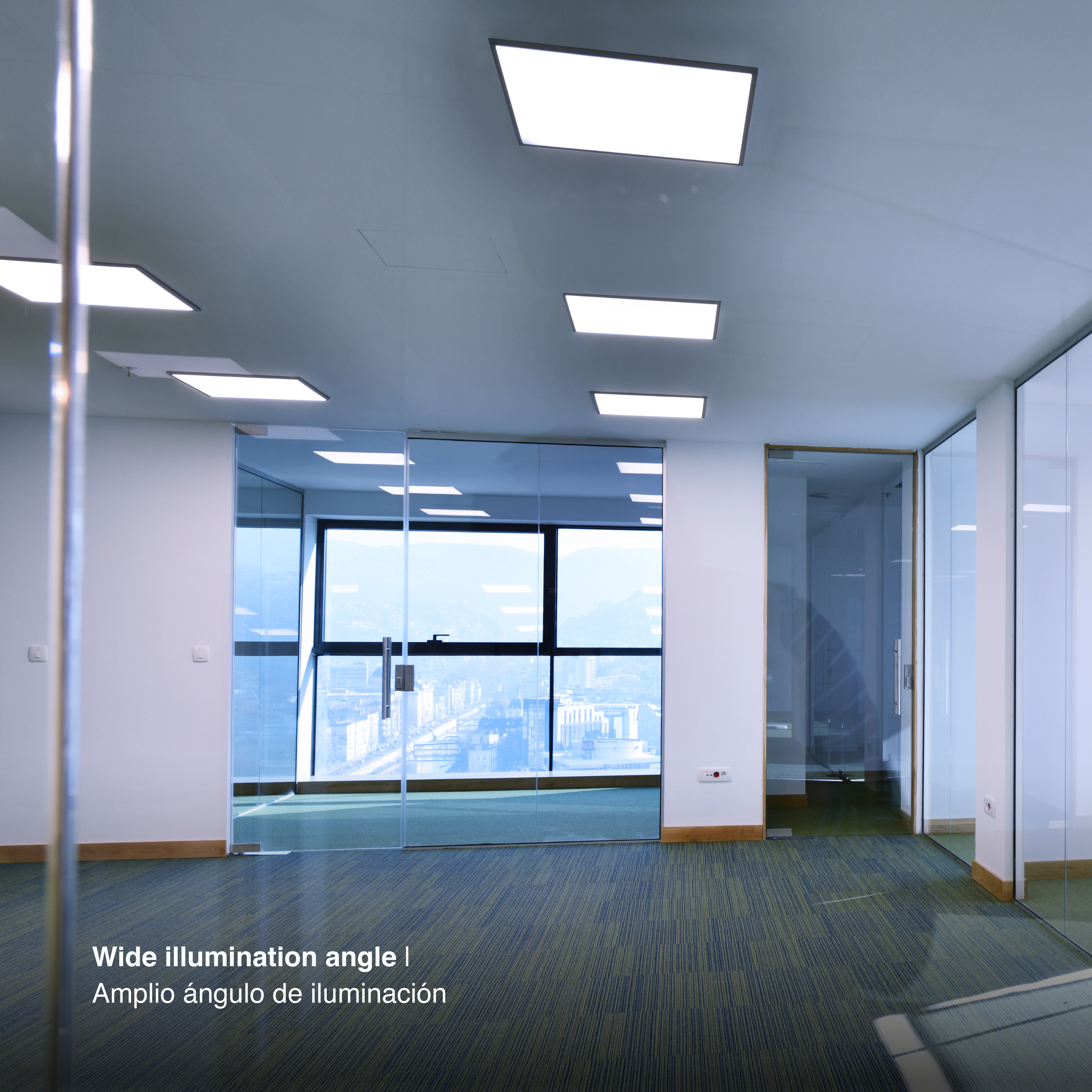 Panel LED BACKLIGHT de 60x60x3.8cm Negro 48W 4800lm Blanco Frío 6.000K, Aplicar