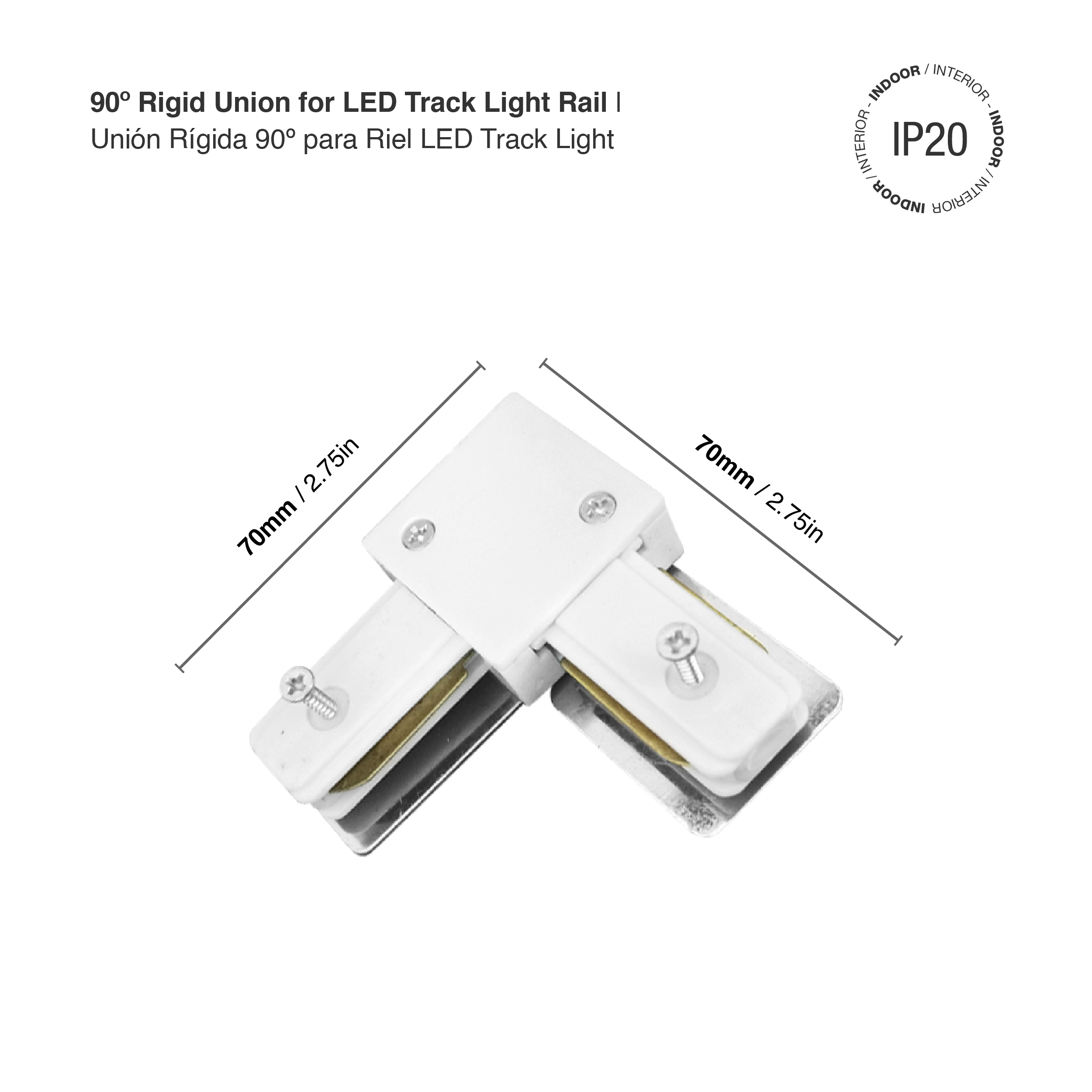 Unión Rígida 90º para Riel LED Track Light Color Blanco