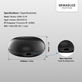 Control Remoto Smart WiFi+RF Universal 5V 1A 2.4GHz 433MHz