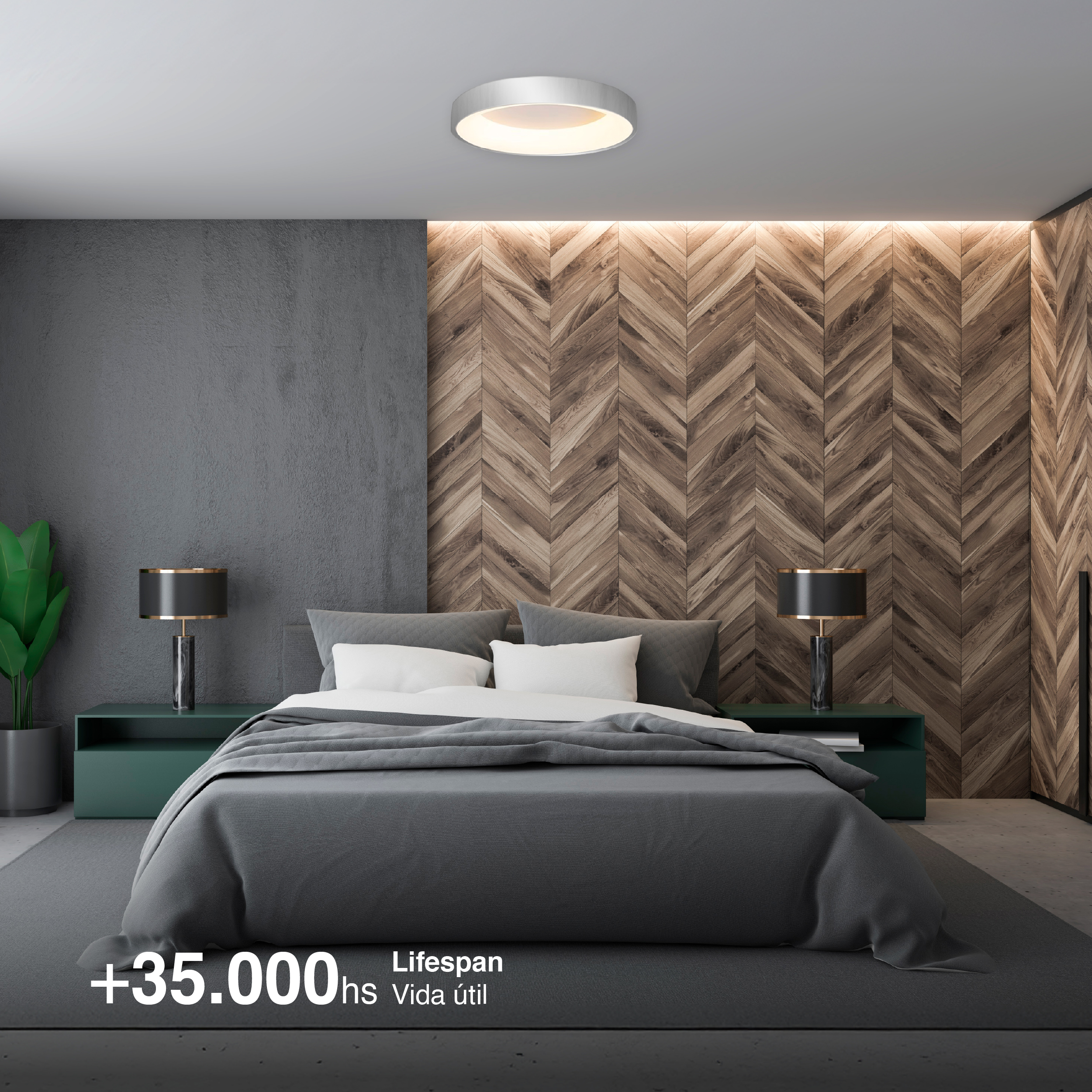 Panel LED Smart Redondo Níquel 38x38x9cm 32W 140mA CCT, de Aplicar