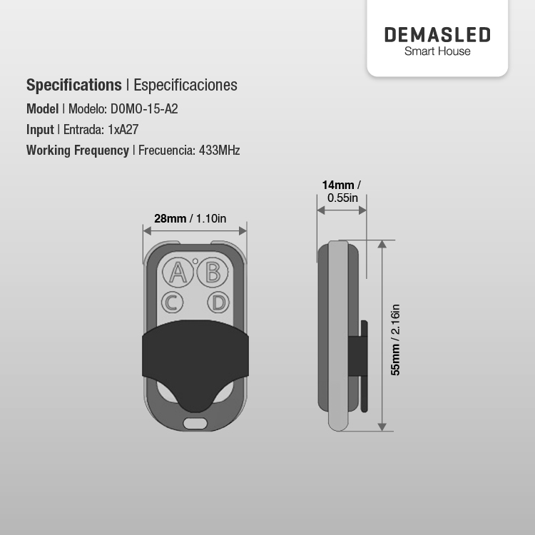 Control Remoto RF Universal 433MHz