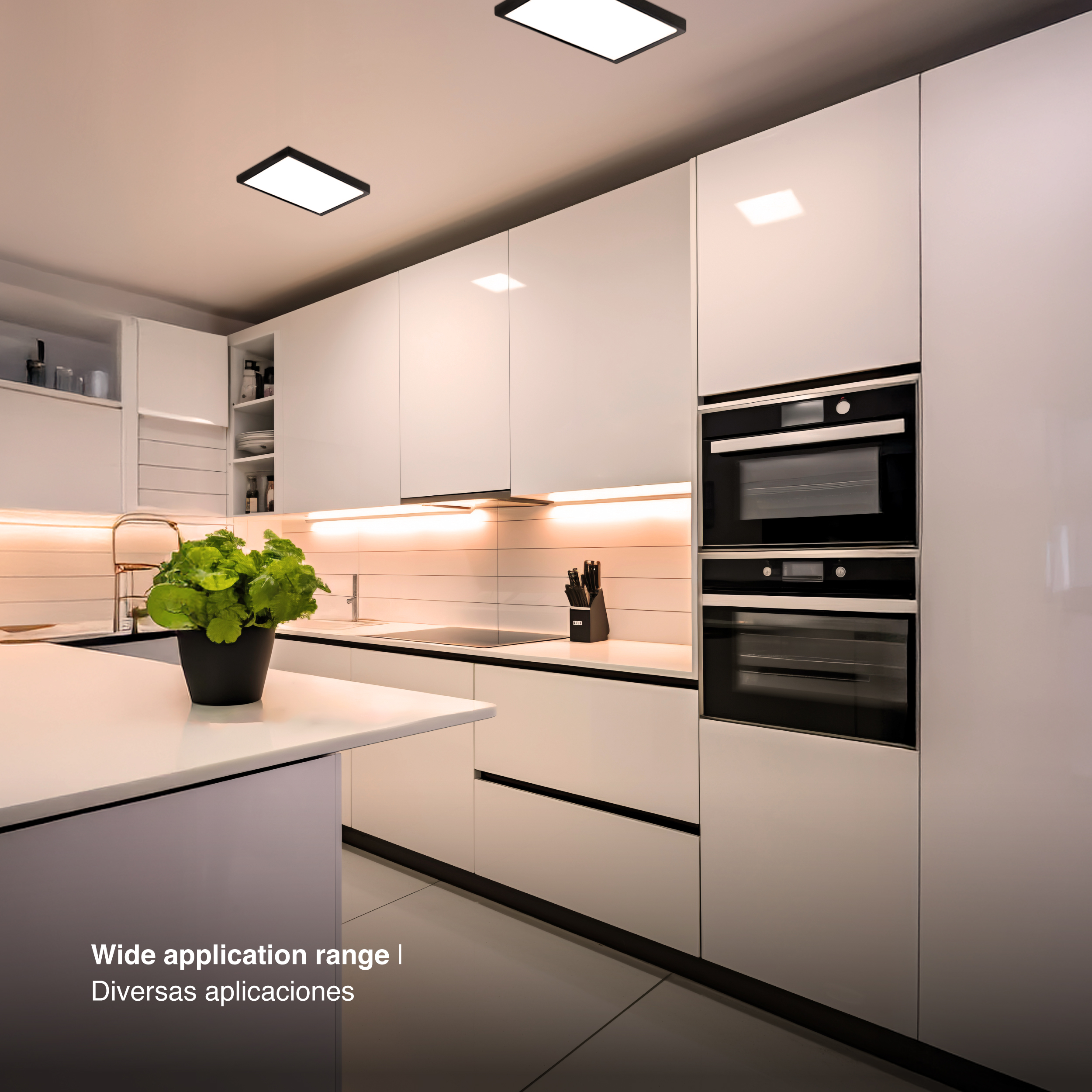 Plafón LED cuadrado negro de 21,3x21,3cm 18W 1440lm Cálido, de aplicar