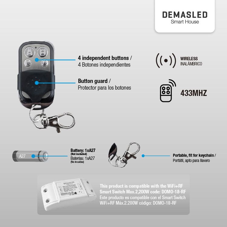 Control Remoto RF Universal 433MHz