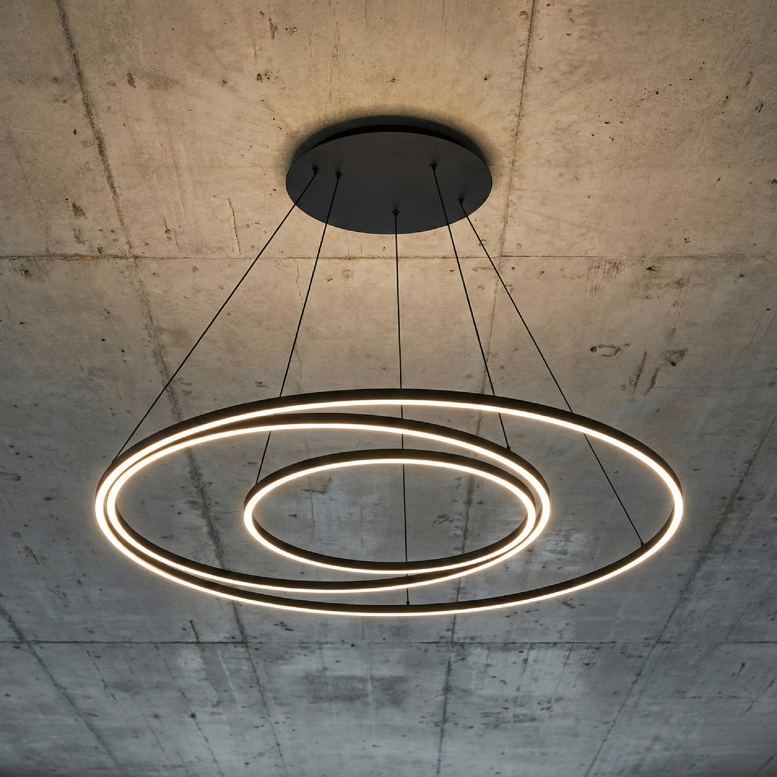 Lámpara LED Suspendida Negro Ø80cm, 62W, Blanco Cálido 3000K, 3720lm