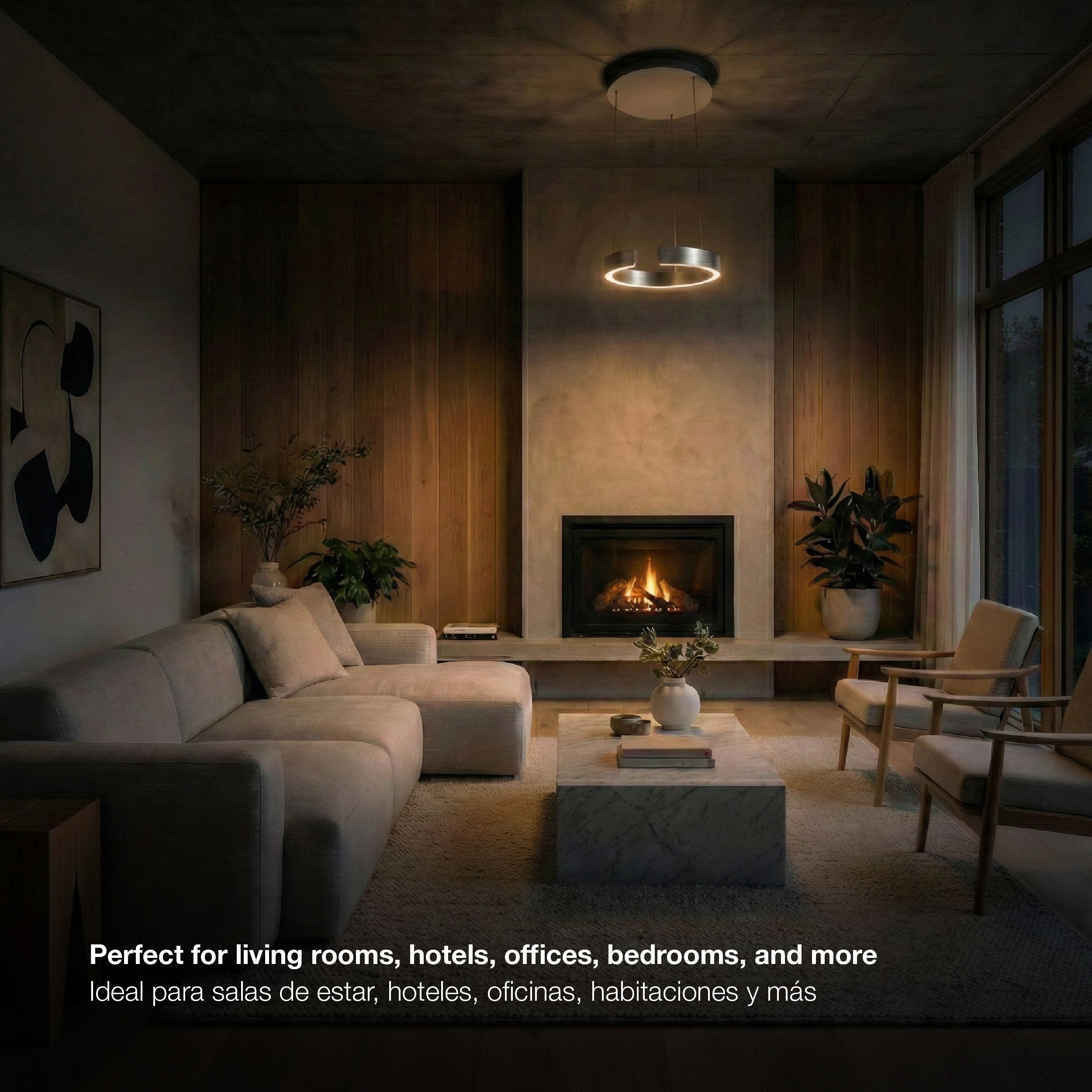 Lámpara LED Suspendida Titanio Negro, Ø40x52cm, 28W CCT Variable 3000-6500K