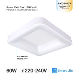 Panel LED Smart Cuadrado Blanco 60x60x9cm 60W 270mA CCT, de Aplicar