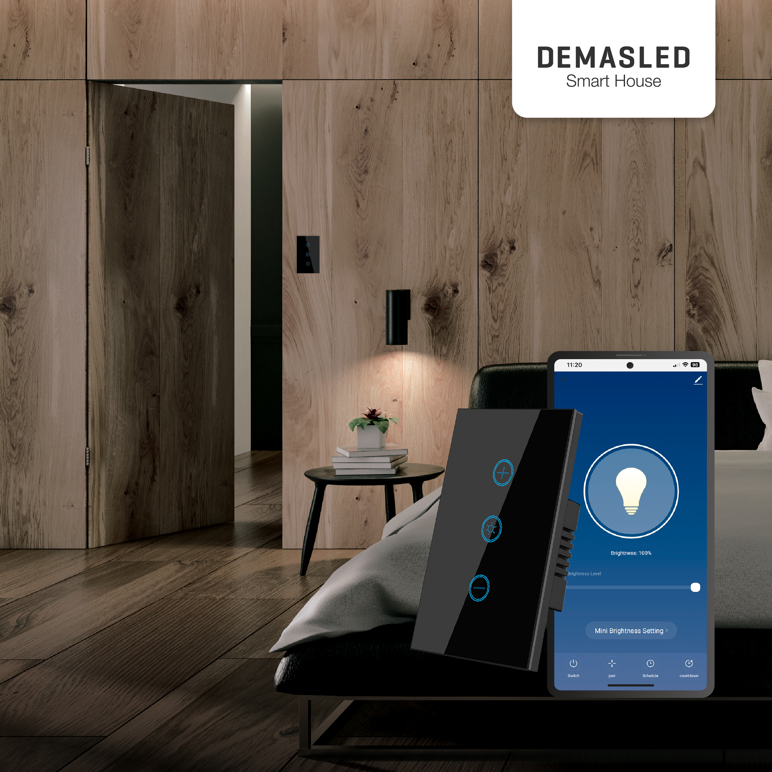 Tecla Dimmer Smart WiFi Switch Negro