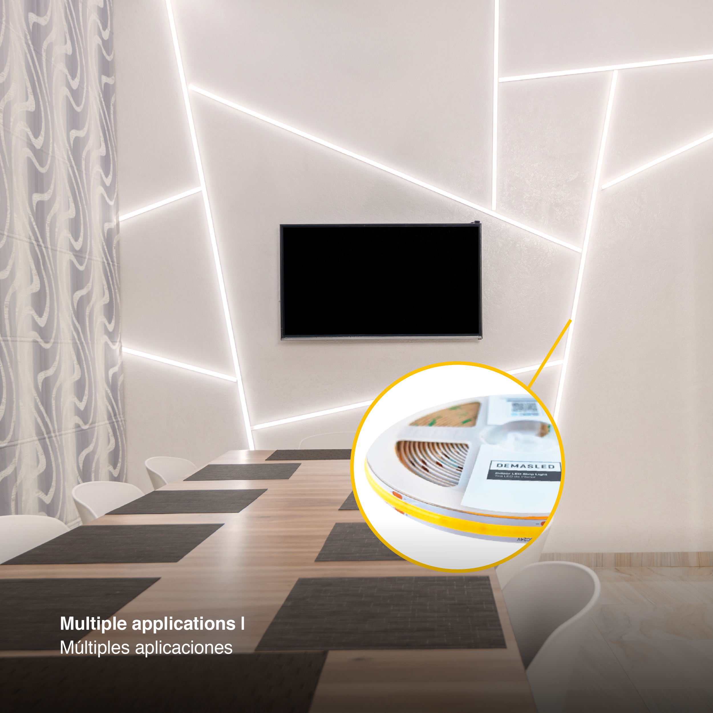 Tira LED COB 24V 15W/m Blanco Neutro 1700lm/m 528 LEDs/m, 10mm PCB IP33 x5m