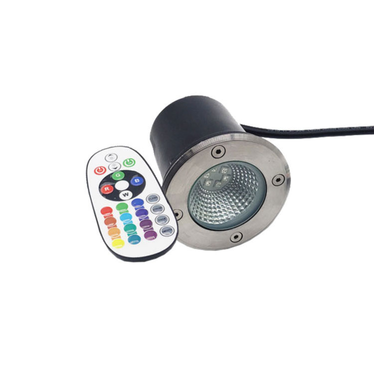 Luminaria empotrada a piso IP65, 12-24V 6W, RGB y Blanco Cálido 