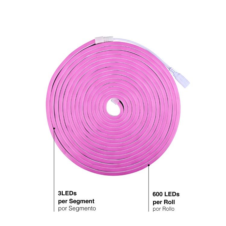 Tira LED de Neón SMD2835 IP67 12V 6W/m Rosado 120 LED/m 5m