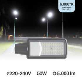 Luminaria LED de Calle 50W Blanco Frío 6500K 5000lm IP65