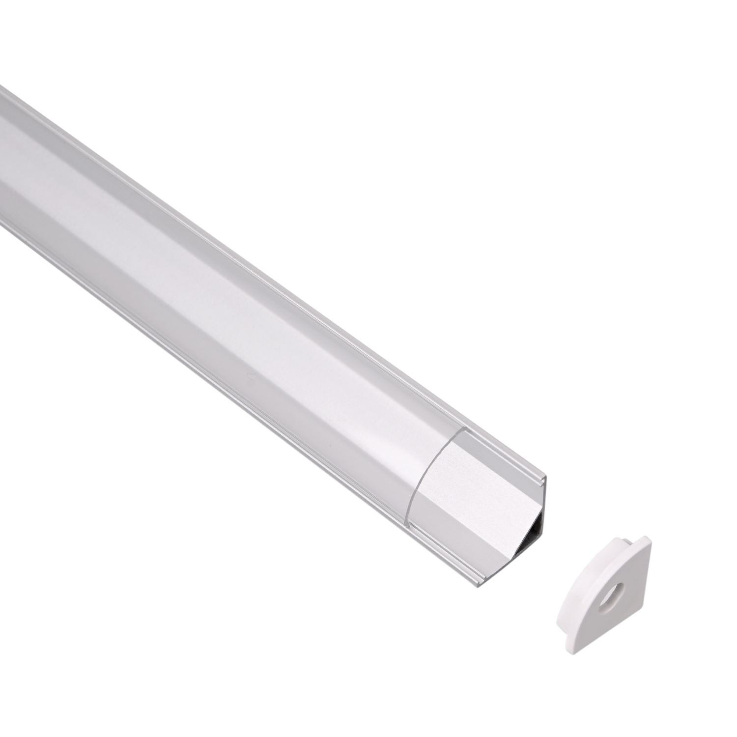 Perfil de Aluminio Esquinero 16x16mm Anodizado, Cover Curvo Transparente x2m